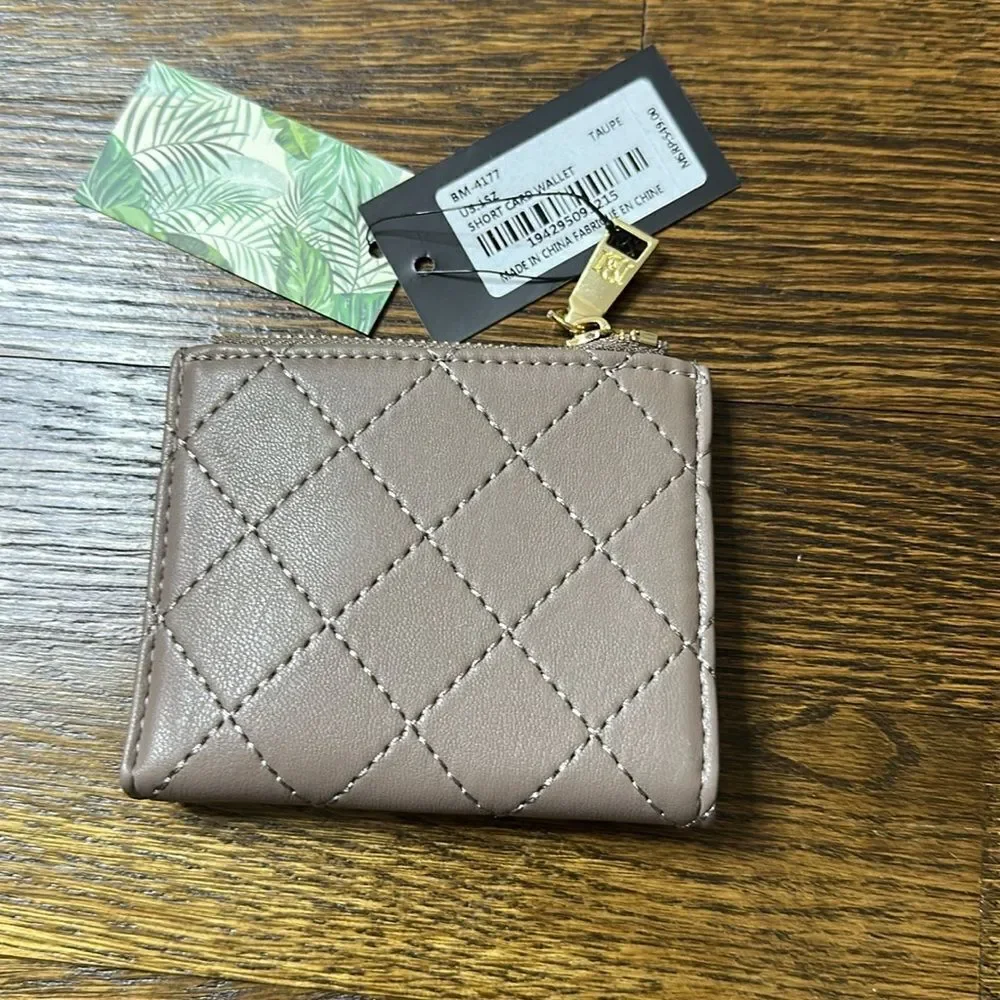 NWT Badgley Mishka Short Card Wallet in Taupe
